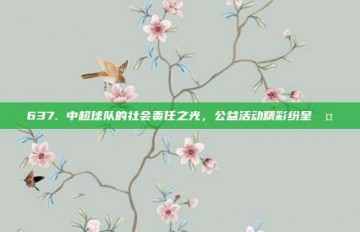 637. 中超球队的社会责任之光，公益活动精彩纷呈🤝