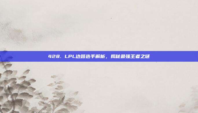 428. LPL边路选手解析，揭秘最强王者之谜