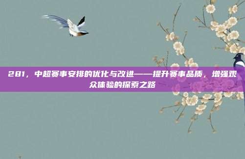 281，中超赛事安排的优化与改进——提升赛事品质，增强观众体验的探索之路