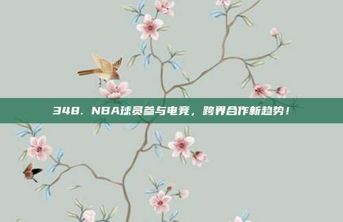 348. NBA球员参与电竞，跨界合作新趋势！